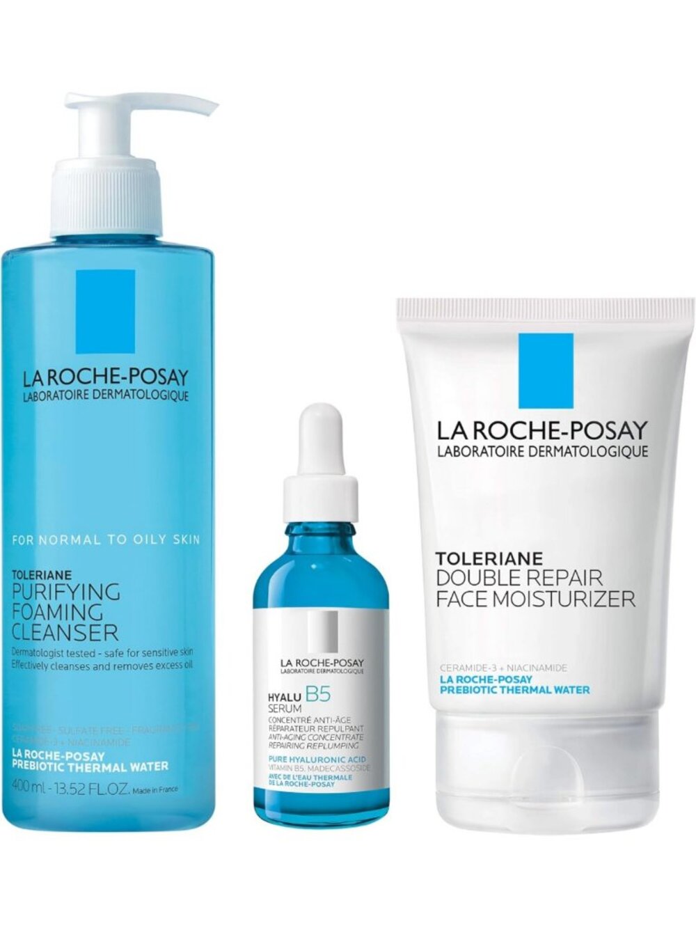 Gentle Purifying Cleanser, Hydrating Moisturizer & Hyaluronic Acid Serum Set